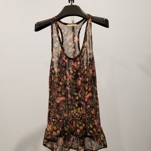 FREE WITH PURCHASE Sheer Floral Peplum Tank sz S